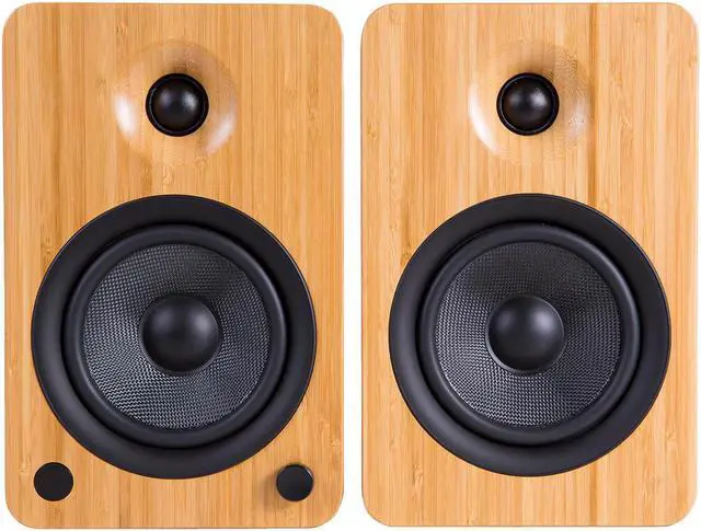 Alt view image 15 of 20 - Kanto YU4 Powered Bookshelf Speakers with Built-In Bluetooth - Pair (Bamboo)