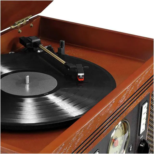 Alt view image 3 of 5 - Victrola VTA-750BMH Nostalgic Aviator 8-in-1 Turntable Wooden Entertainment Center with Bluetooth, Mahogany