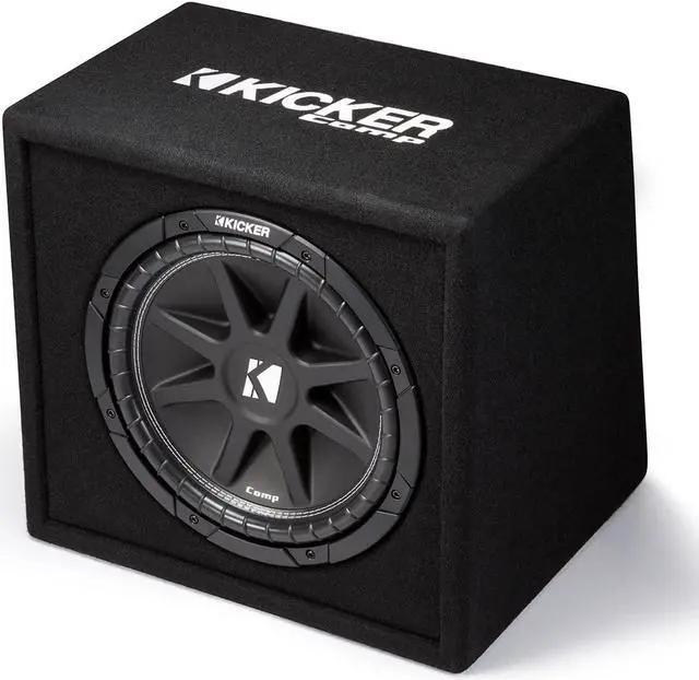 Alt view image 8 of 11 - Kicker Comp 12" 300W 4 Ohm Carpeted Vented Loaded Subwoofer Enclosure | 43VC124