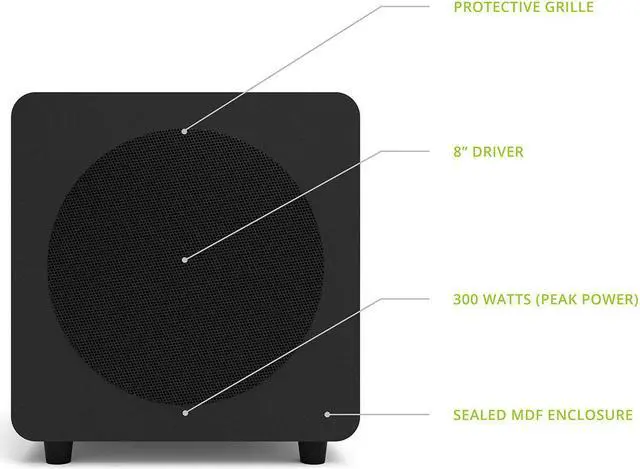 Alt view image 7 of 19 - Kanto SUB8 8-inch Sealed Powered Subwoofer, Matte Black