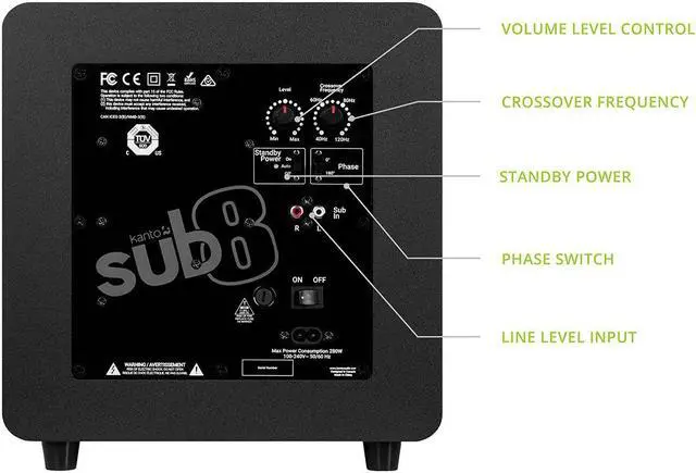 Alt view image 8 of 19 - Kanto SUB8 8-inch Sealed Powered Subwoofer, Matte Black