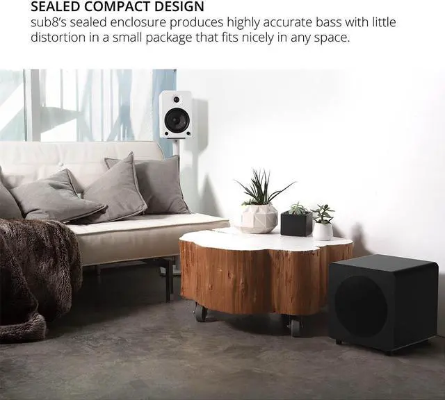 Alt view image 9 of 19 - Kanto SUB8 8-inch Sealed Powered Subwoofer, Matte Black