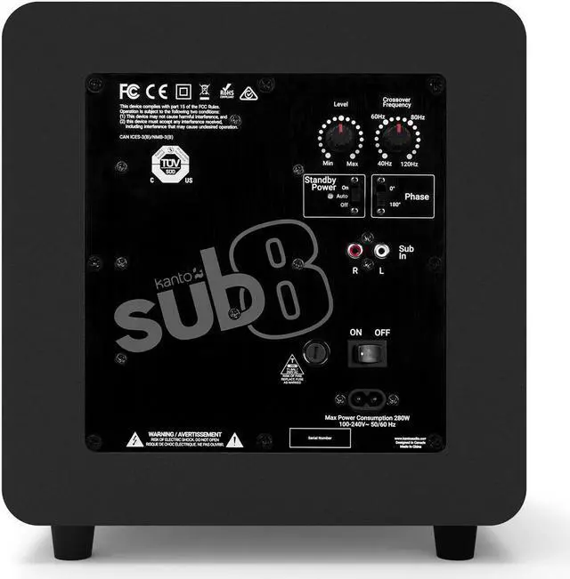 Alt view image 12 of 19 - Kanto SUB8 8-inch Sealed Powered Subwoofer, Matte Black