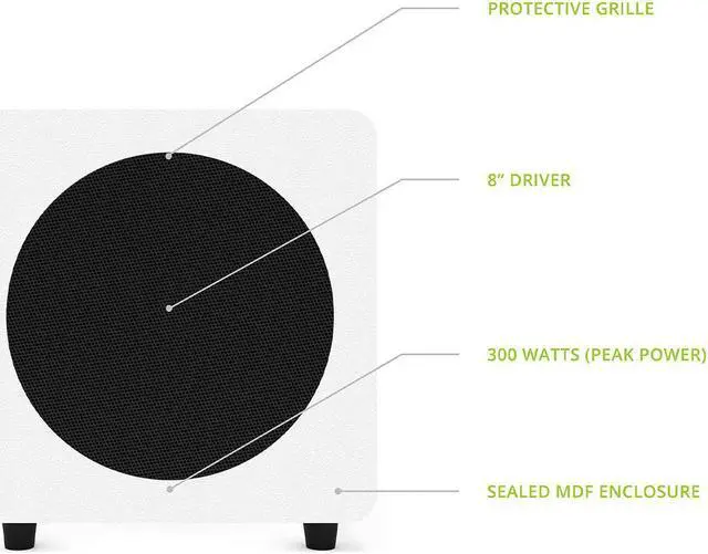 Alt view image 7 of 19 - Kanto SUB8 8-inch Sealed Powered Subwoofer, Matte Black White