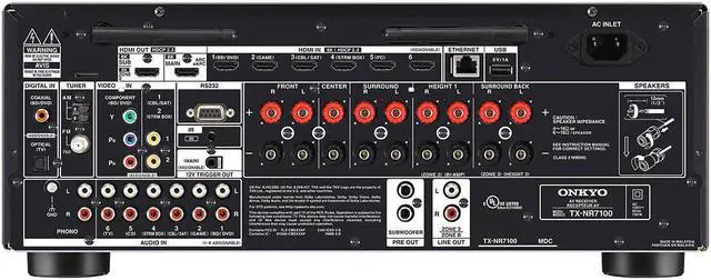 Alt view image 12 of 13 - Onkyo TX-NR7100 9.2CH THX Certified Network A/V Receiver (2021)