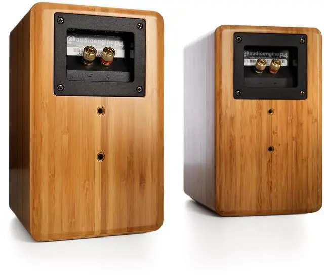 Alt view image 4 of 17 - Audioengine P4 Premium Passive Bookshelf Speakers - Pair (Bamboo)