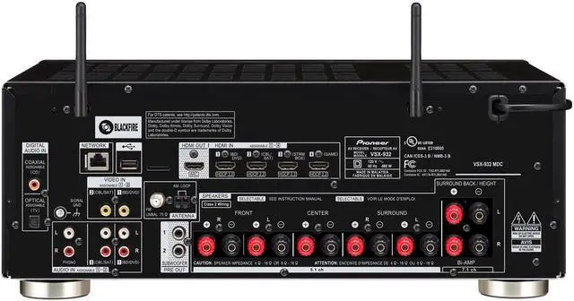 Alt view image 7 of 8 - Pioneer VSX-932 7.2-Channel Network AV Receiver with Ultra HD Pass-through with HDCP 2.2
