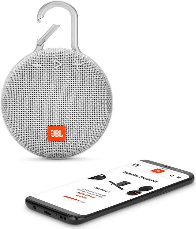 Alt view image 10 of 20 - JBL Clip 3 Portable Bluetooth Waterproof Speaker (White)
