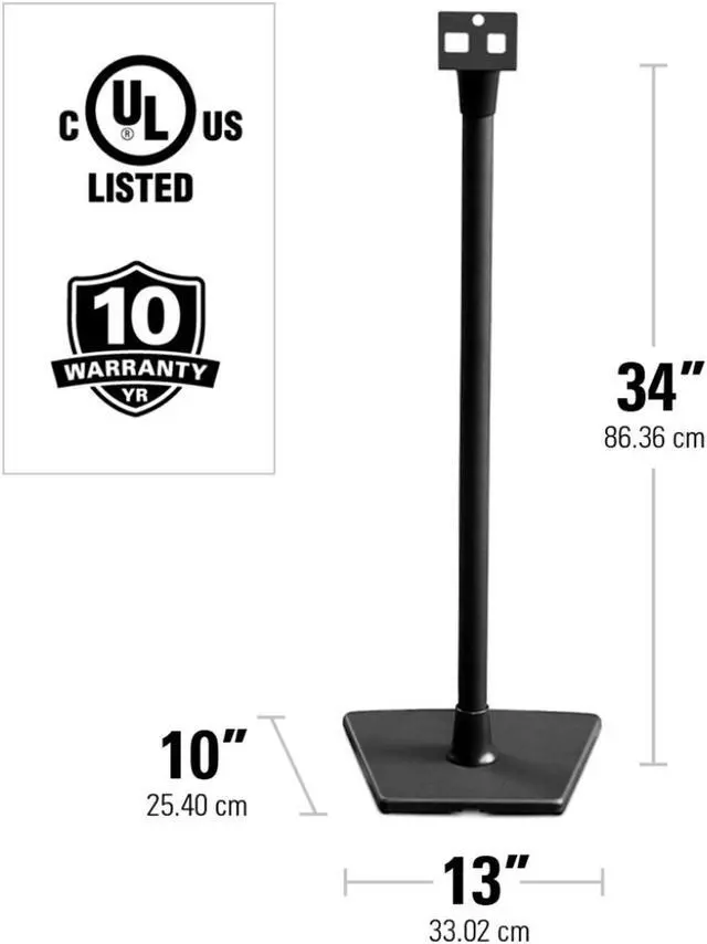 Alt view image 3 of 5 - Sanus Wireless Speaker Stands for Sonos ONE, PLAY:1, and PLAY:3 - Pair (Black)