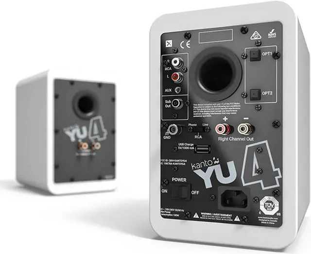 Alt view image 2 of 19 - Kanto YU4 Powered Bookshelf Speakers with Built-In Bluetooth - Pair (Matte White)