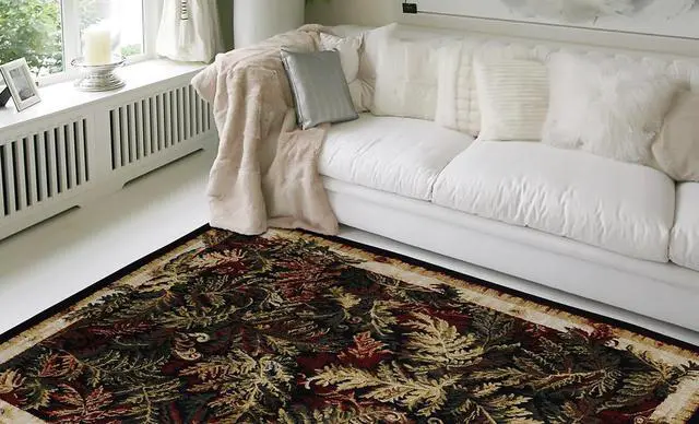 Alt view image 2 of 4 - Home Dynamix Tropical Black Nature Print Leaves Ferns Area Rug -  Actual 5' 2" x 7' 2"