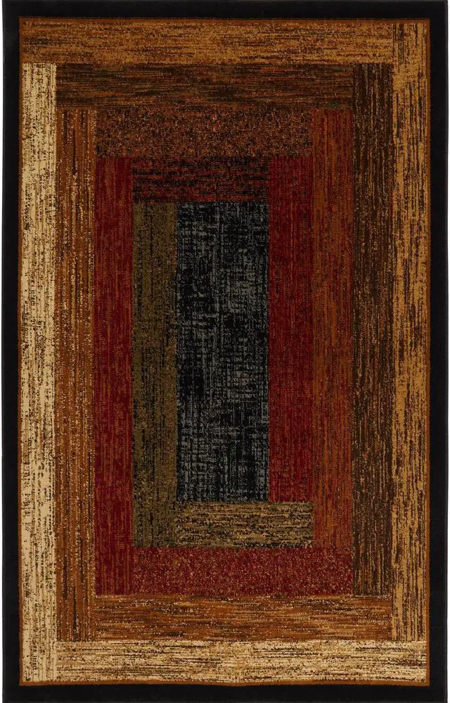 Alt view image 3 of 5 - Home Dynamix Vega Modern Area Rug, Geometric Black/Brown/Red 19"X72"