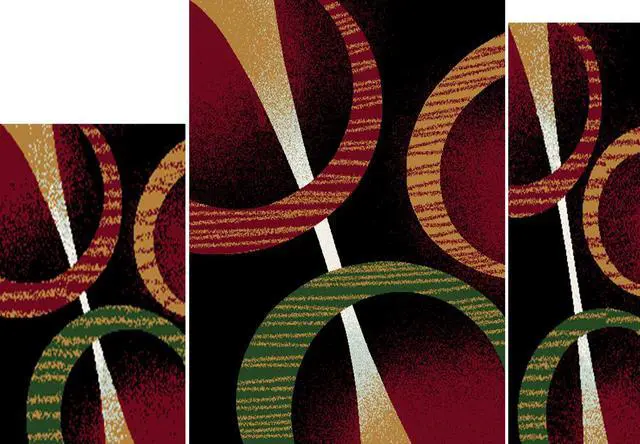 Main image of Home Dynamix Area Rugs: Ariana Rug: 5194 Modern Geometric Rings Black: 3 Piece Set