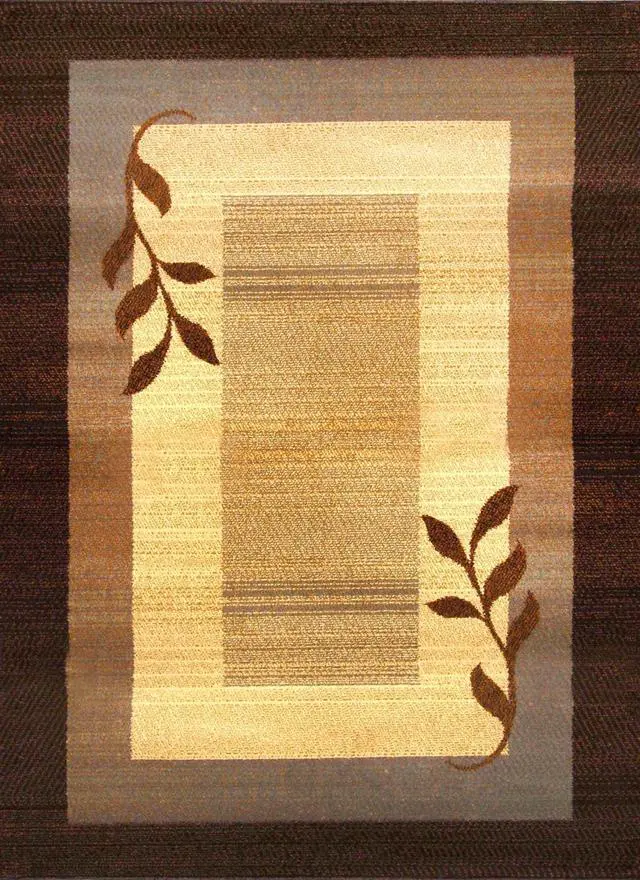 Main image of Home Dynamix Geometric Brown Beige Modern 8x11 Area Rug Leaf Carpet - Actual 7' 8" x 10' 4"