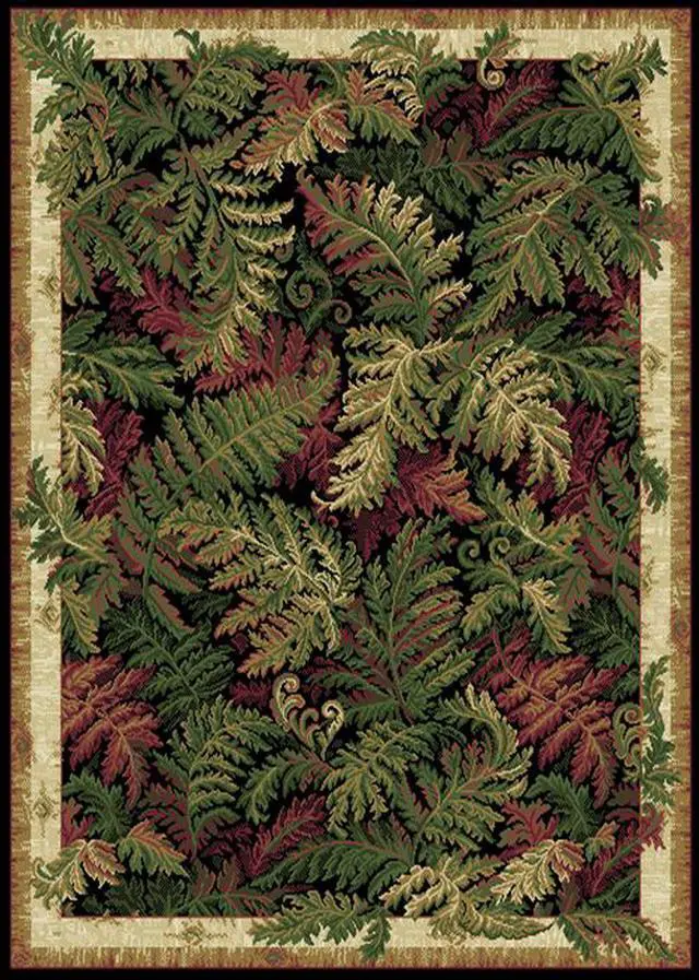 Main image of Home Dynamix Tropical Black Nature Print Leaves Ferns Area Rug -  Actual 5' 2" x 7' 2"