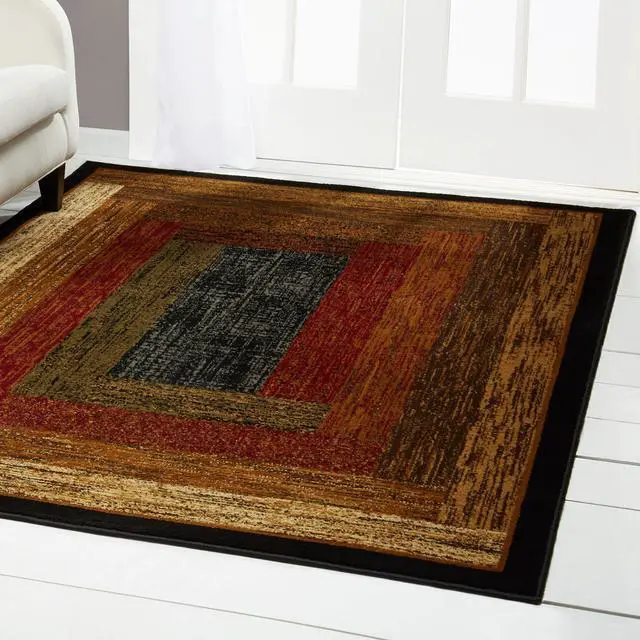 Alt view image 2 of 5 - Home Dynamix Vega Modern Area Rug, Geometric Black/Brown/Red 19"X72"