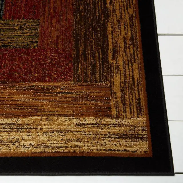 Alt view image 4 of 5 - Home Dynamix Vega Modern Area Rug, Geometric Black/Brown/Red 19"X72"