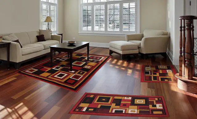 Alt view image 2 of 3 - Home Dynamix Area Rugs: Ariana Rug: 7543 Modern Geometric Squares Red: 3 Piece Set