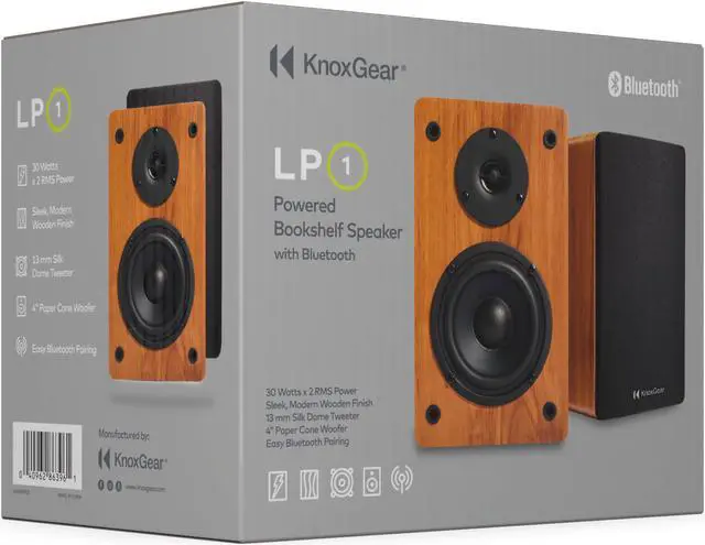 Alt view image 2 of 7 - Knox Gear LP1 Powered Bookshelf Bluetooth Speakers (Wood Finish)