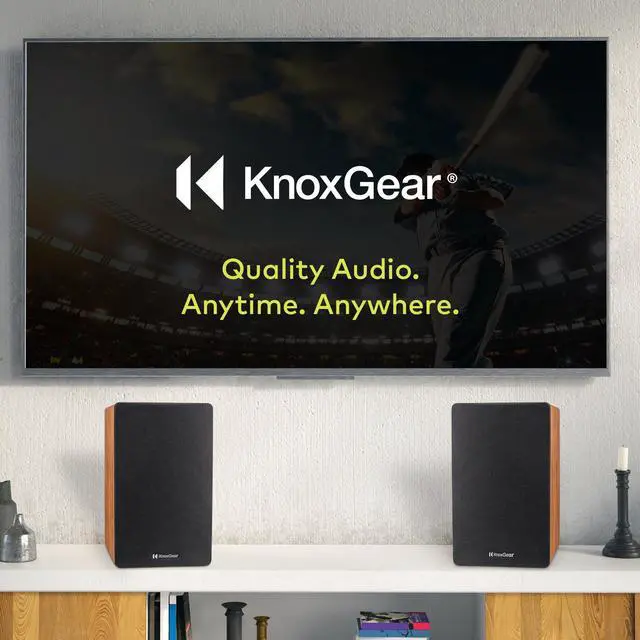 Alt view image 7 of 7 - Knox Gear LP1 Powered Bookshelf Bluetooth Speakers (Wood Finish)