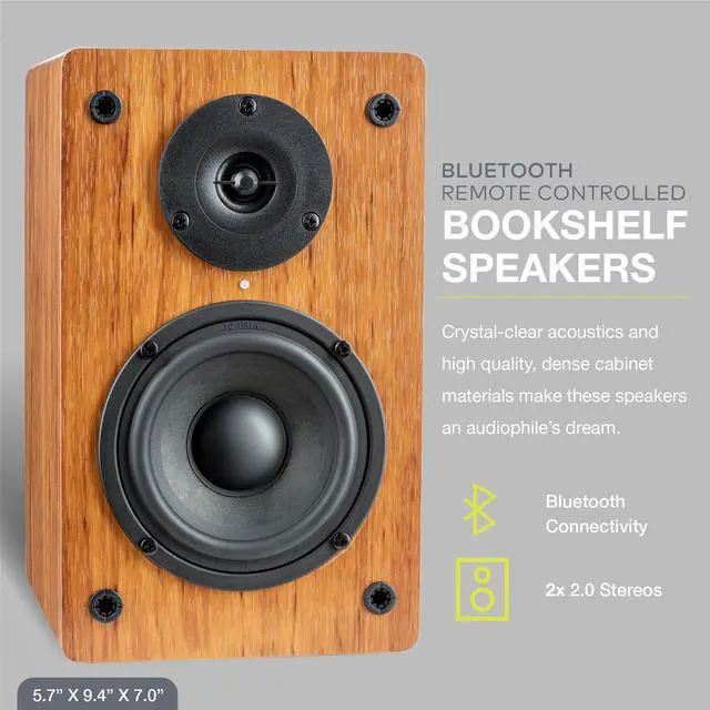 Alt view image 4 of 7 - Knox Gear LP1 Powered Bookshelf Bluetooth Speakers (Wood Finish)