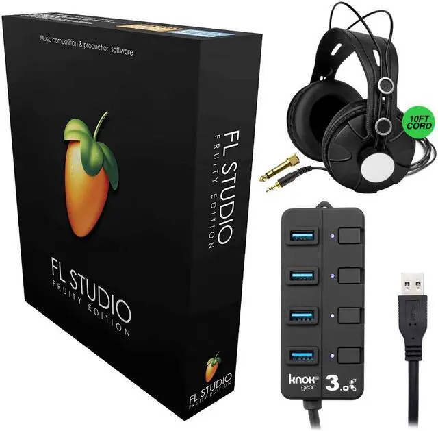 Main image of FL Studio 20 - Fruity Edition (Boxed) Bundle with Headphones & USB 3.0 Hub