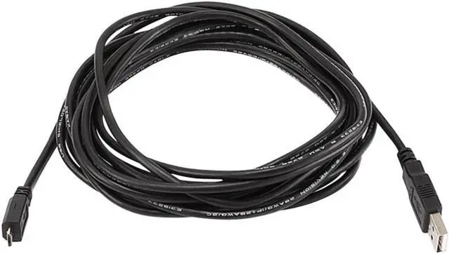 Alt view image 3 of 12 - Monoprice USB Cable - 15 Feet - Black | Micro USB / Micro-B 2.0 A Male to 5pin Male 28/28AWG compatible with Samsung Galaxy , Note , Android, LG , HTC One,Nexus, Tablets and More!
