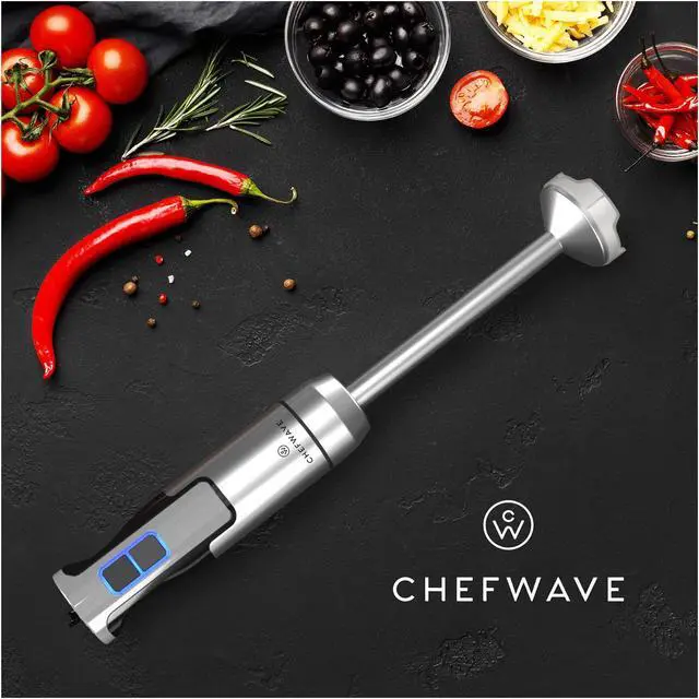 Alt view image 7 of 8 - ChefWave InterMix 500 Watt 9-Speed Immersion Multi-Purpose Hand Blender Heavy Duty w/ 6.3 in. & 8.5 in. Immersion Depth Wands, Beaker, Whisk and Chopper Attachments