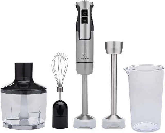Main image of ChefWave InterMix 500 Watt 9-Speed Immersion Multi-Purpose Hand Blender Heavy Duty w/ 6.3 in. & 8.5 in. Immersion Depth Wands, Beaker, Whisk and Chopper Attachments