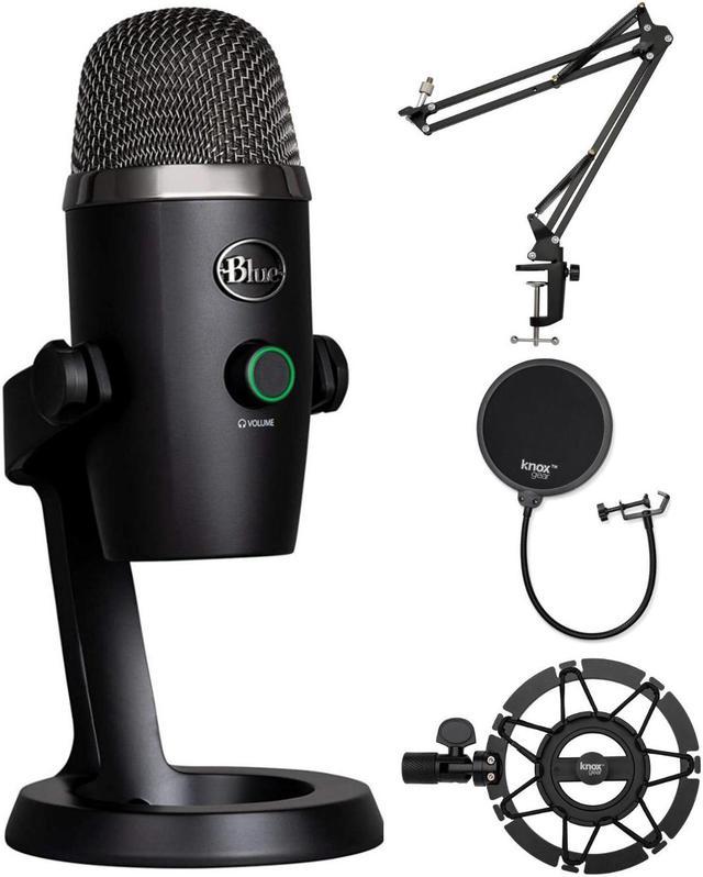 Blue Yeti Microphone (Blackout) with Boom Arm Stand, Pop Filter and Shock  Mount