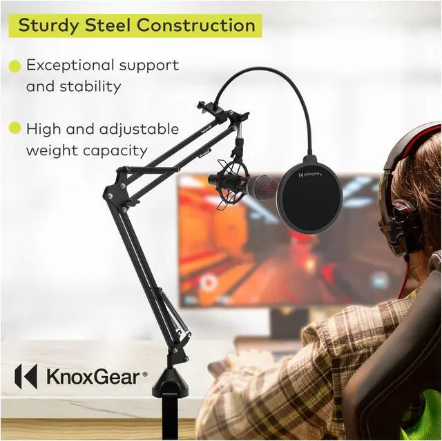 Alt view image 4 of 7 - Knox Gear Desktop Boom Arm Microphone Stand