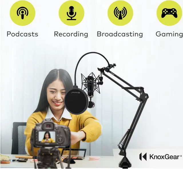 Alt view image 5 of 7 - Knox Gear Desktop Boom Arm Microphone Stand