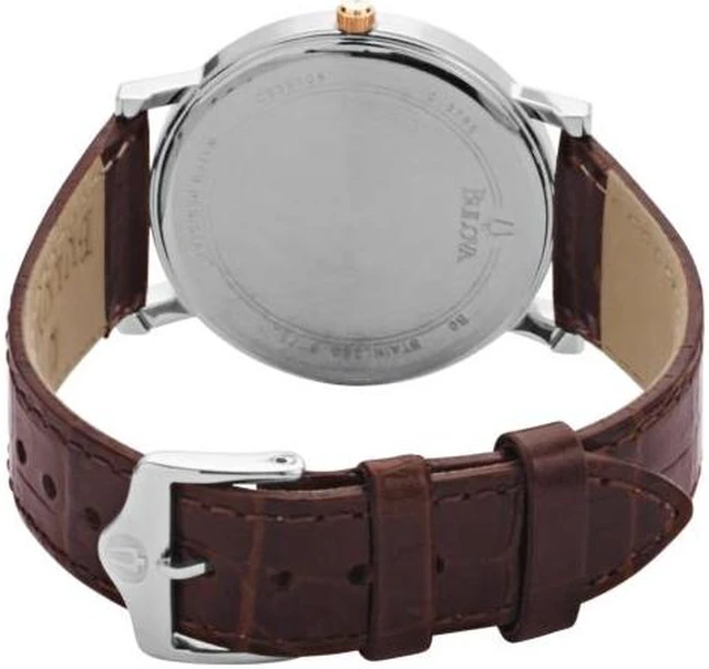 Alt view image 18 of 20 - Bulova Mens Two-Tone Rose Gold Brown Leather Band Quartz Watch 98H51