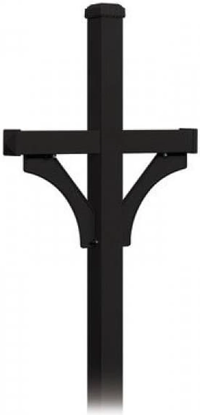 Alt view image 3 of 3 - Salsbury 4872BLK Deluxe Mailbox Post - 2 Sided for (2) Mailboxes - In-Ground Mounted - Black