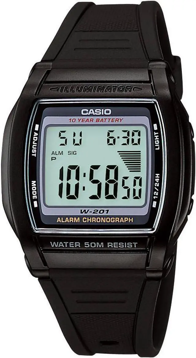 Alt view image 4 of 7 - Casio Men's W201-1AV Alarm Illuminator Watch