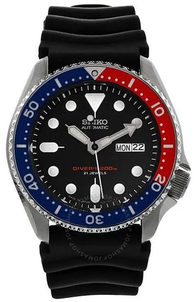 Alt view image 2 of 13 - Seiko Divers Automatic Black/Blue Dial Black Rubber Mens Watch SKX009J1