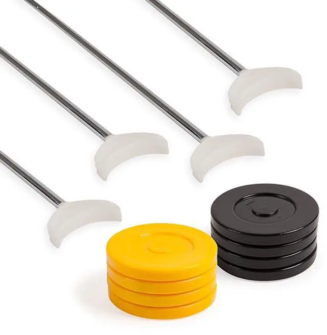 Alt view image 7 of 16 - Champion Sports SBA20 Economy Shuffleboard Set - 15-ft Court - Four 51" Cues - Eight Discs