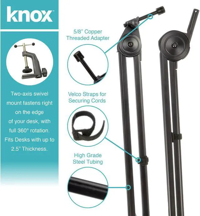 Alt view image 7 of 7 - Knox Gear 30" Microphone Desktop Boom Arm (Black)