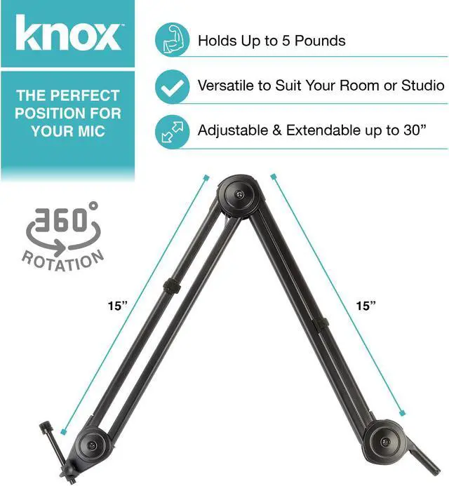 Alt view image 6 of 7 - Knox Gear 30" Microphone Desktop Boom Arm (Black)