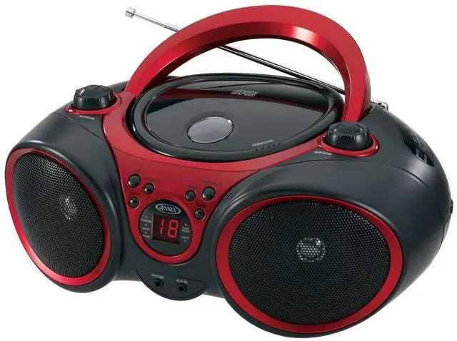 Alt view image 2 of 2 - JENSEN CD490 BLACK/RED PORTABLE STEREO CD PLAYER WITH AM F