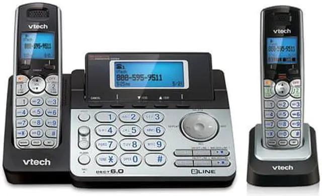 Alt view image 2 of 12 - vtech ds6151-2 2 handset 2-line cordless phone system for home or small business with digital answering system & mailbox on eac