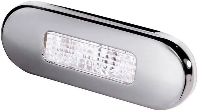 Alt view image 2 of 4 - Hella Marine Surface Mount Oblong LED Courtesy Lamp - White LED - Stainless Steel Bezel
