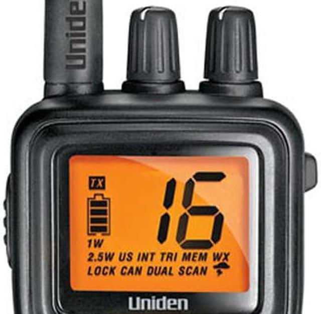 Uniden MHS75 Waterproof Handheld 2-Way VHF Marine radio, Submersible,  Selectable 1/2.5/5 Watt Transmit Power. All USA/International and Canadian  Marine Channels - Color Black