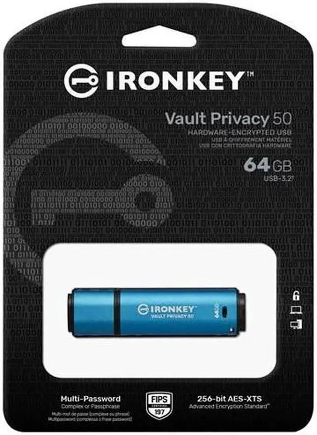 Alt view image 19 of 20 - Kingston IronKey Vault Privacy 50 64GB Encrypted USB Thumbdrive IKVP50/64GB