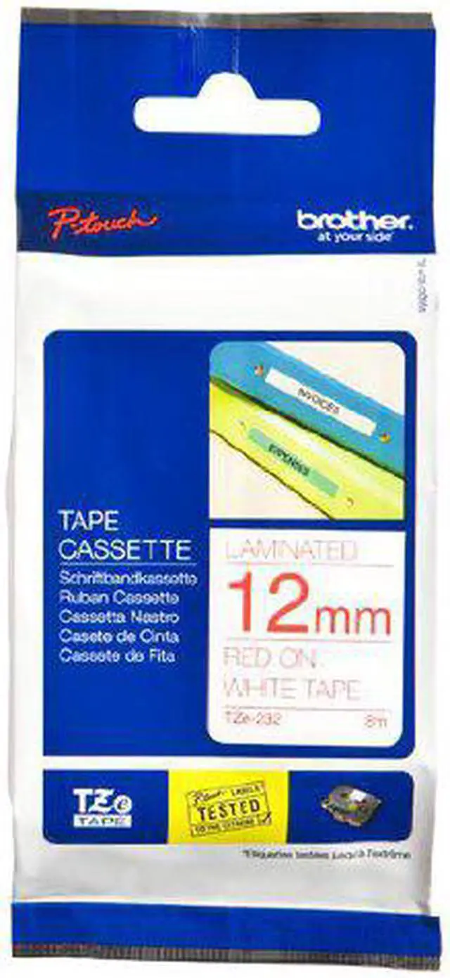 Alt view image 2 of 20 - Brother P-touch TZe Laminated Tape Cartridges - 1/2" Width x 26 1/5 ft Length - Rectangle - White - 1 / Each  BRTTZE232
