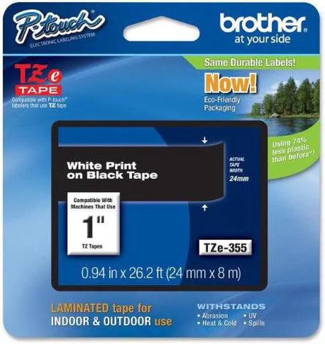Alt view image 3 of 20 - Brother P-touch TZe 1" Laminated Tape Cartridge - 1" Width x 26 1/5 ft Length - Rectangle - Thermal Transfer - White, Bl