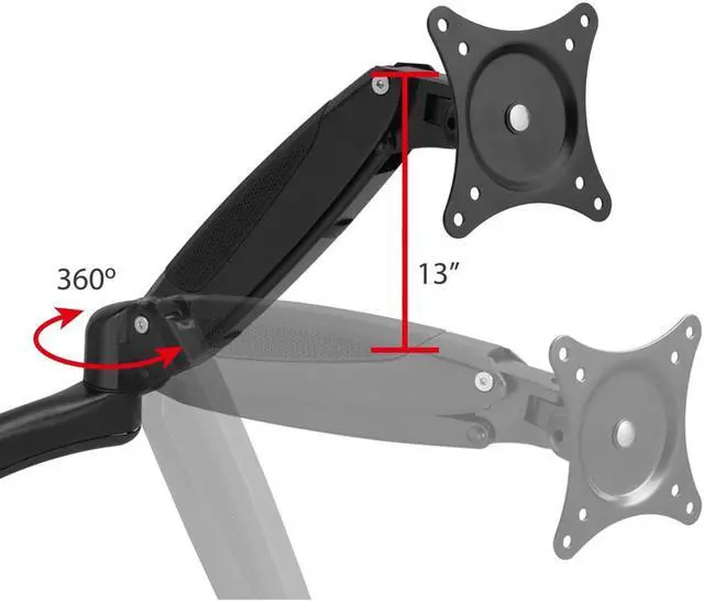 Alt view image 5 of 8 - SIIG - CE-MT1G12-S1 - SIIG Inc, Full-Motion Easy Access Single Monitor Desk Mount - Black - 15 to 27 Screen Support -