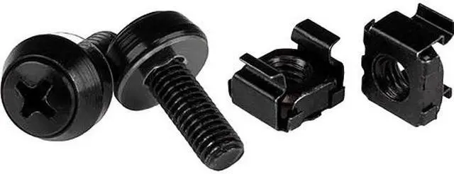 Alt view image 3 of 8 - StarTech CABSCREWM62B StarTech.com M6 x 12mm - Screws and Cage Nuts - 100 Pack, Black - M6 Mounting Screws & Cage Nuts for Server Rack & Cabinet - Rack Screw, Cage Nut - Square - Square - Steel -