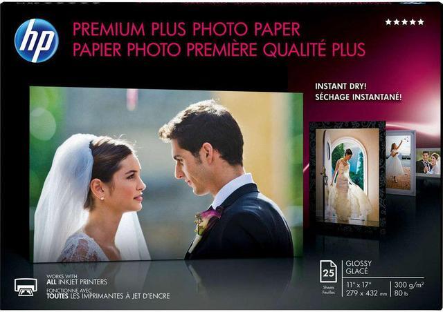 Alt view image 6 of 14 - HP Premium Plus Photo Paper, Glossy, 80 lb, 11 x 17 in. (279 x 432 mm), 25 sheets CV065A