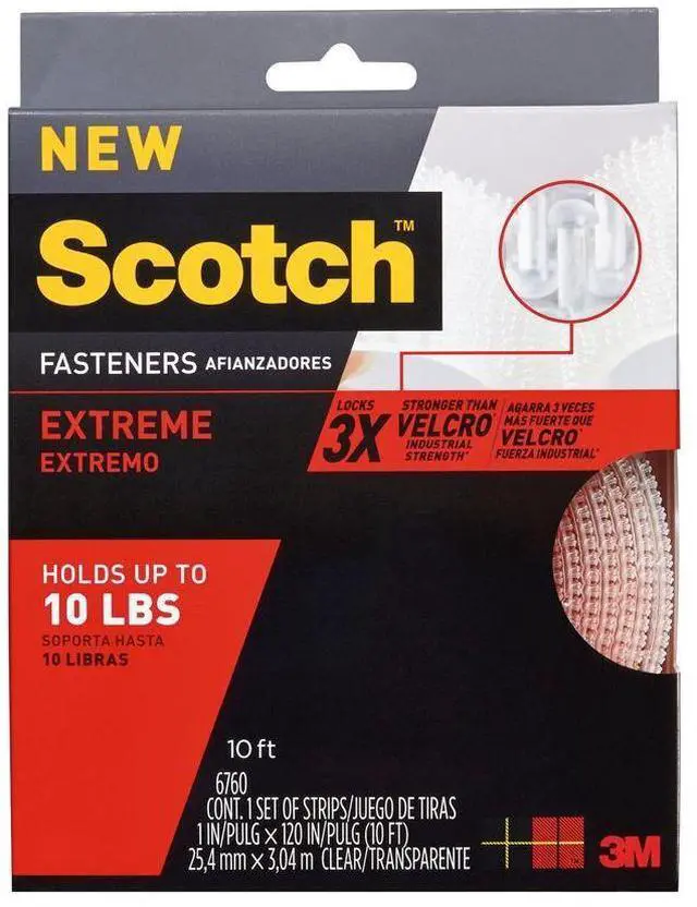 Alt view image 6 of 17 - 3M Scotch RF6760 Extreme Fasteners, Clear, 1" x 10 ft